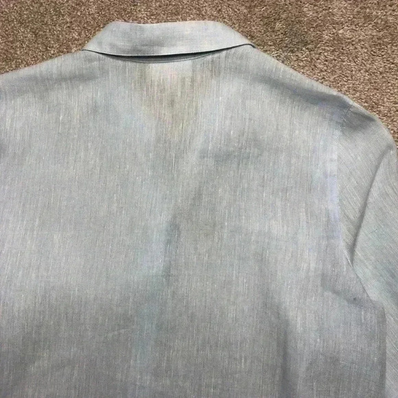 J Jill Linen Tunic Petite Blue Button Down Collared Long Sleeves - Picture 9 of 9